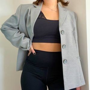 SOLD NEVER WORN Baby Grey Gingham Suit Jacket
